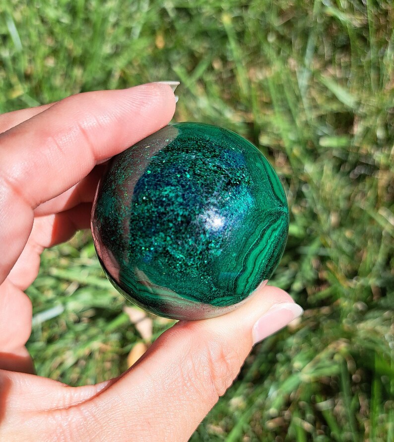 Malachite Crystal Sphere - Transformation, Meditation, Personal Growth, Crystal Collection