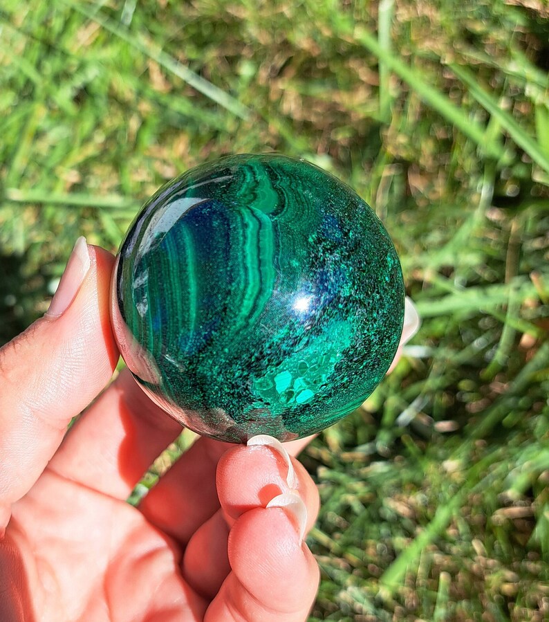 Malachite Crystal Sphere - Transformation, Meditation, Personal Growth, Crystal Collection