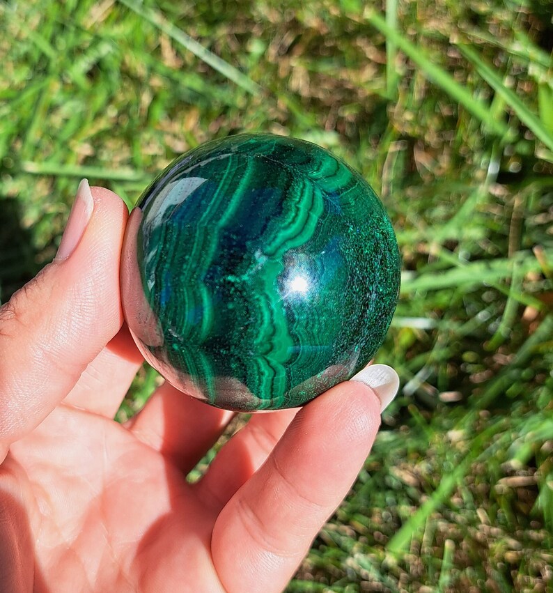 Malachite Crystal Sphere - Transformation, Meditation, Personal Growth, Crystal Collection