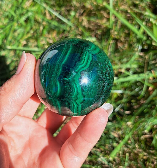 Malachite Crystal Sphere - Transformation, Meditation, Personal Growth, Crystal Collection