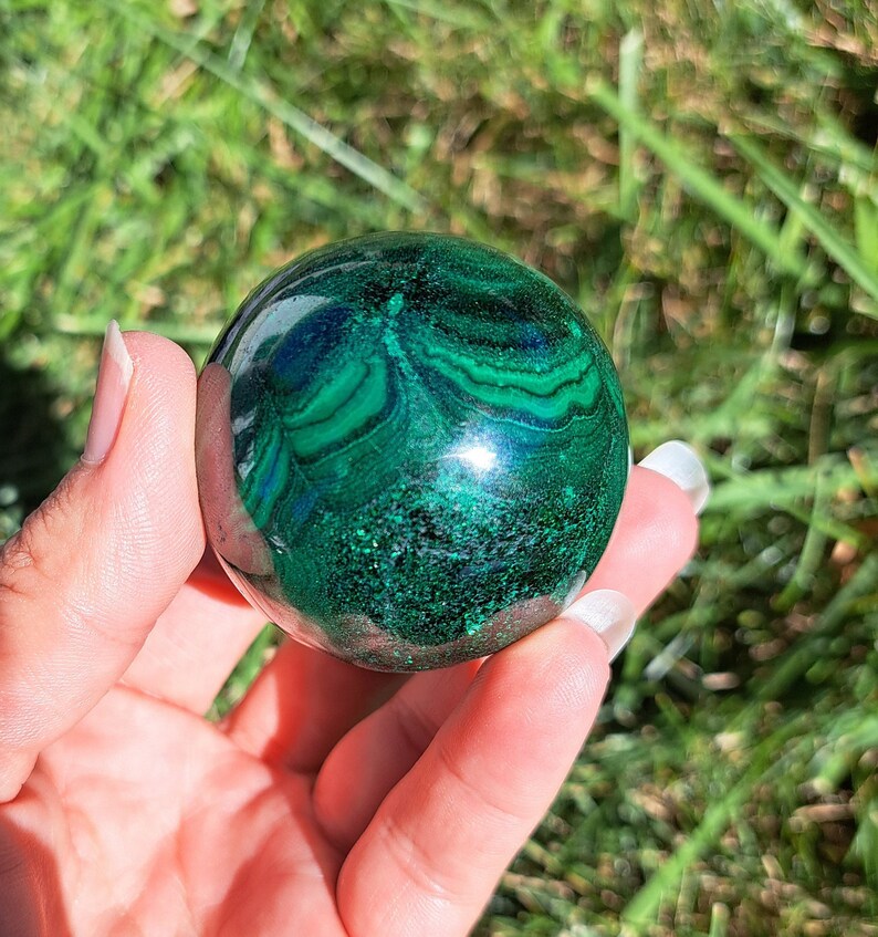 Malachite Crystal Sphere - Transformation, Meditation, Personal Growth, Crystal Collection