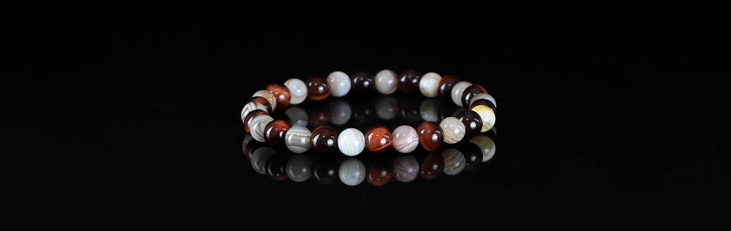 Botswana Agate & Red Tigers Eye Crystal Bracelet
