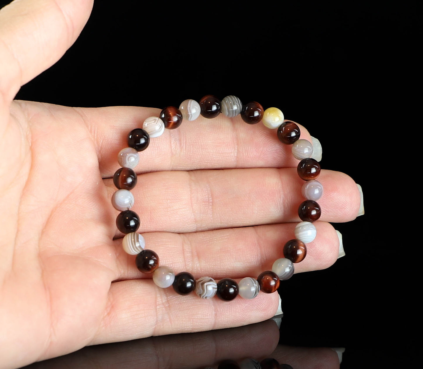 Botswana Agate & Red Tigers Eye Crystal Bracelet
