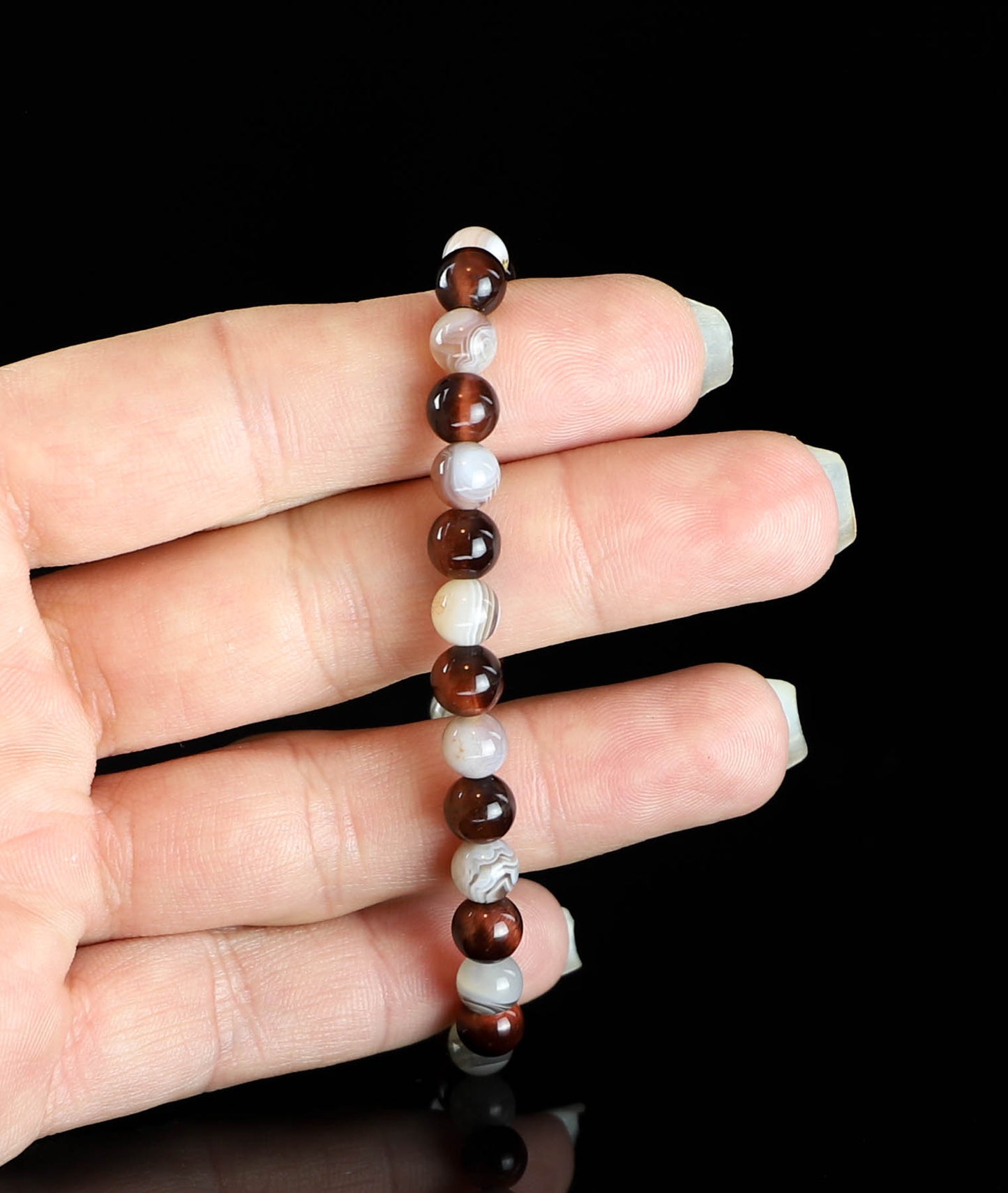Botswana Agate & Red Tigers Eye Crystal Bracelet