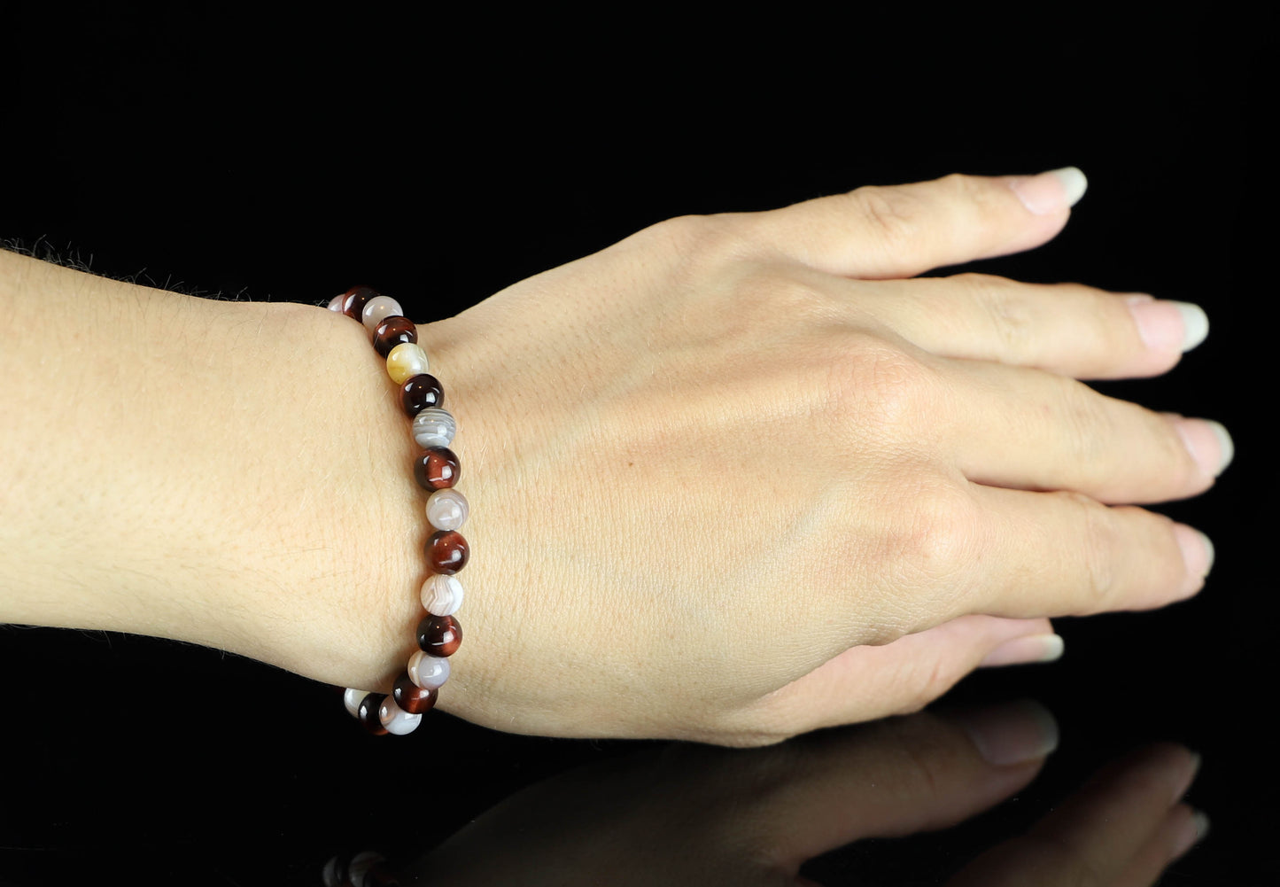 Botswana Agate & Red Tigers Eye Crystal Bracelet