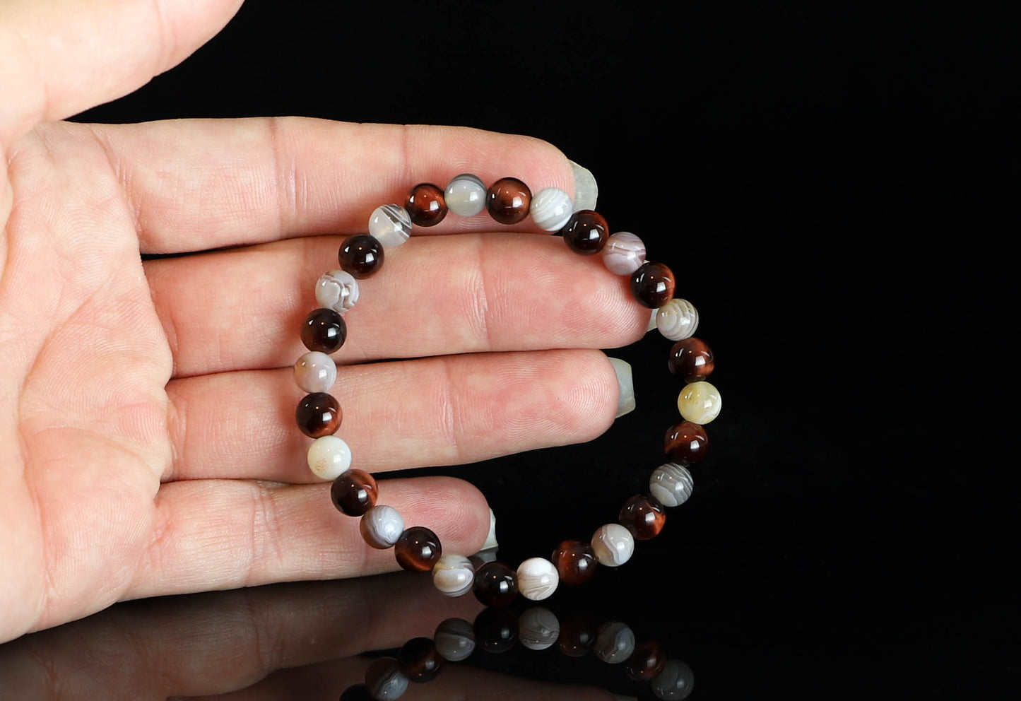 Botswana Agate & Red Tigers Eye Crystal Bracelet