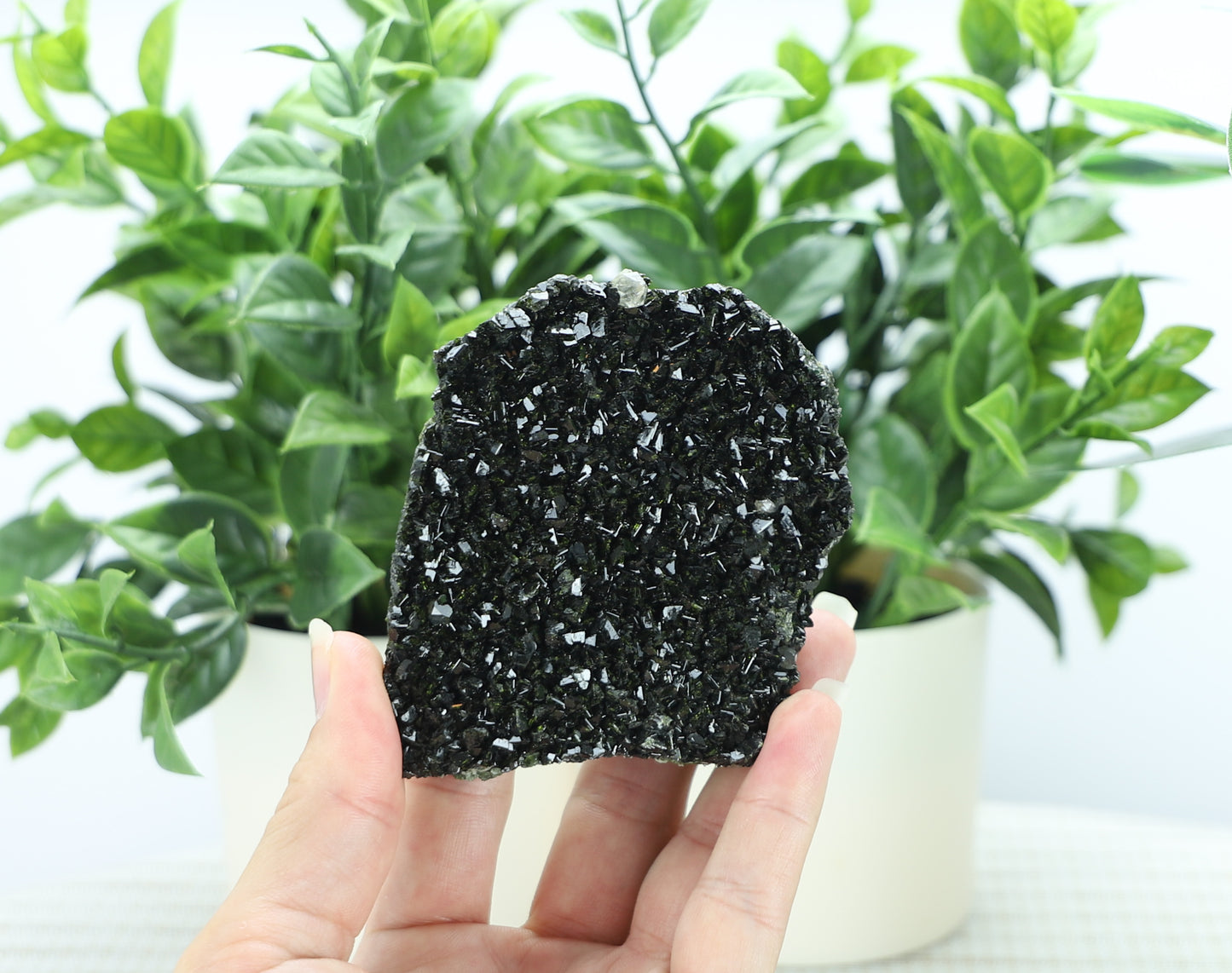 Epidote in Quartz – Mossy Crystal Cluster | Fairy Vibes | Nature Sourced