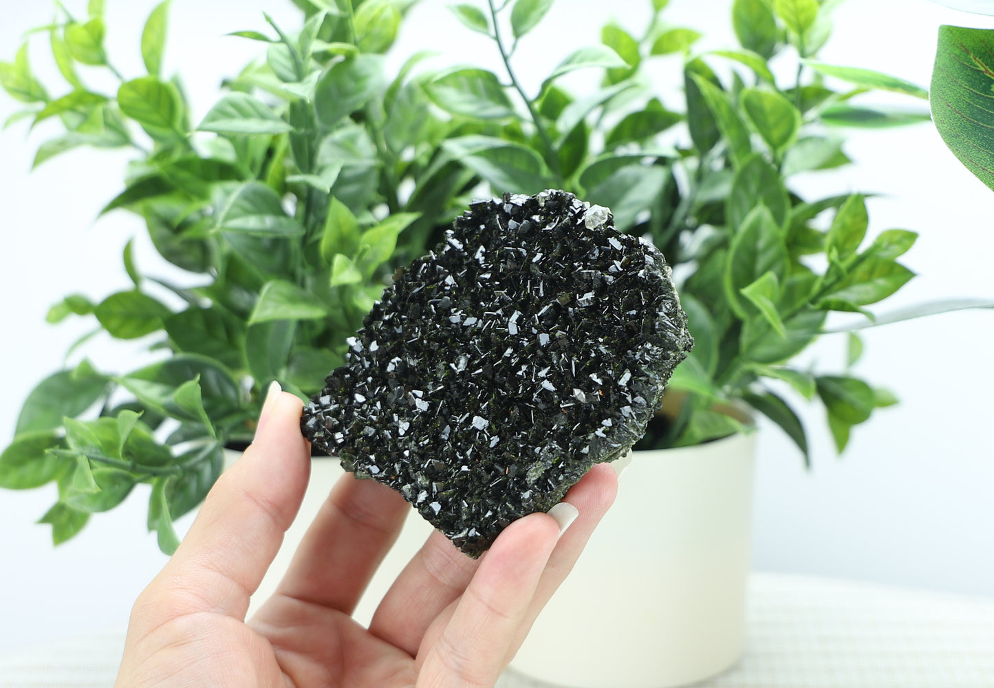 Epidote in Quartz – Mossy Crystal Cluster | Fairy Vibes | Nature Sourced
