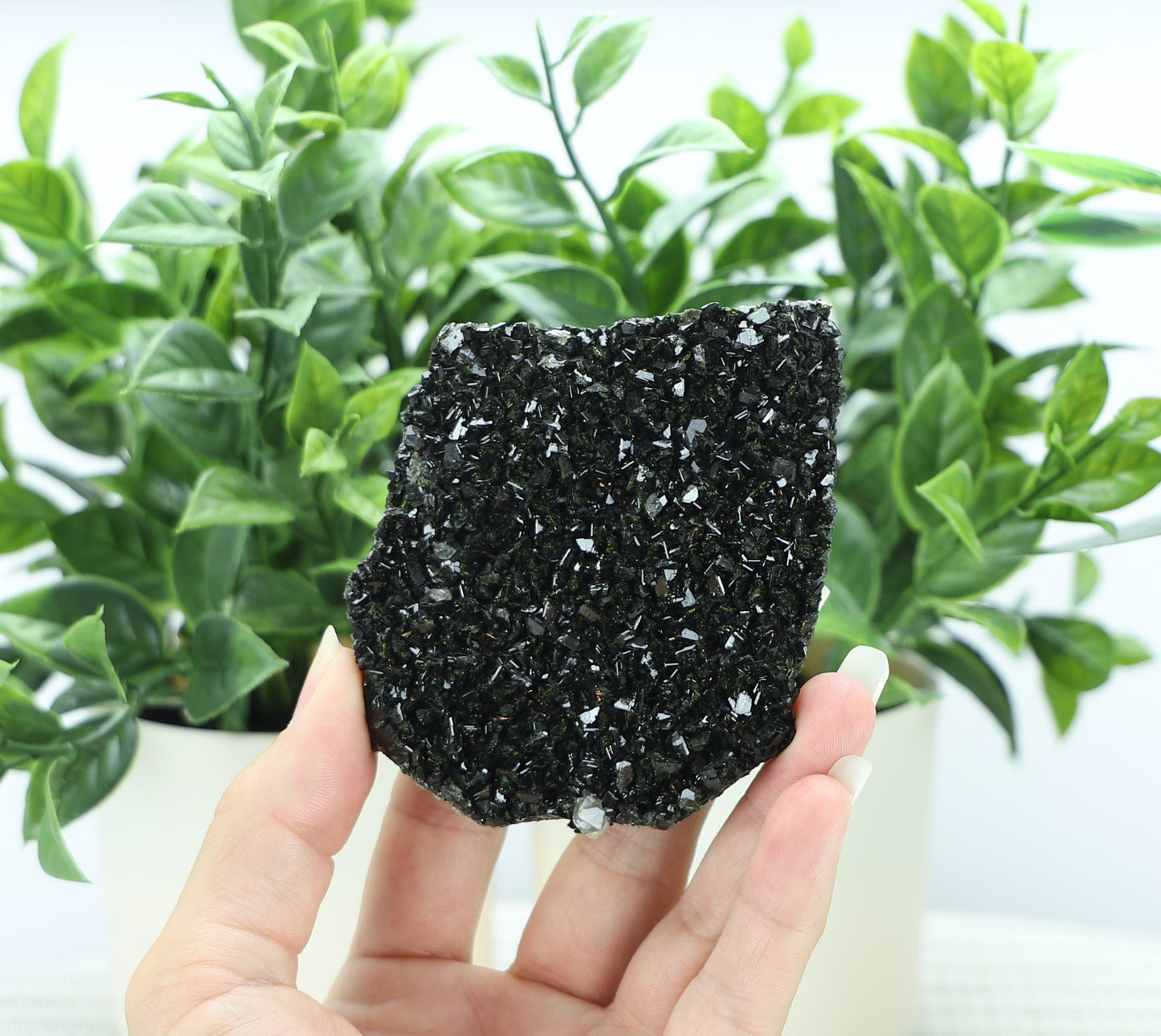 Epidote in Quartz – Mossy Crystal Cluster | Fairy Vibes | Nature Sourced