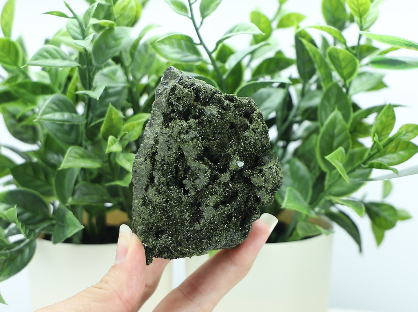 Epidote in Quartz – Mossy Crystal Cluster | Fairy Vibes | Nature Sourced