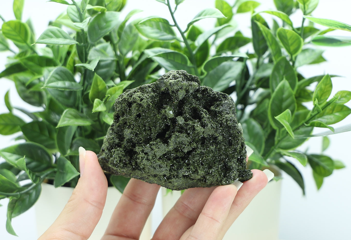 Epidote in Quartz – Mossy Crystal Cluster | Fairy Vibes | Nature Sourced
