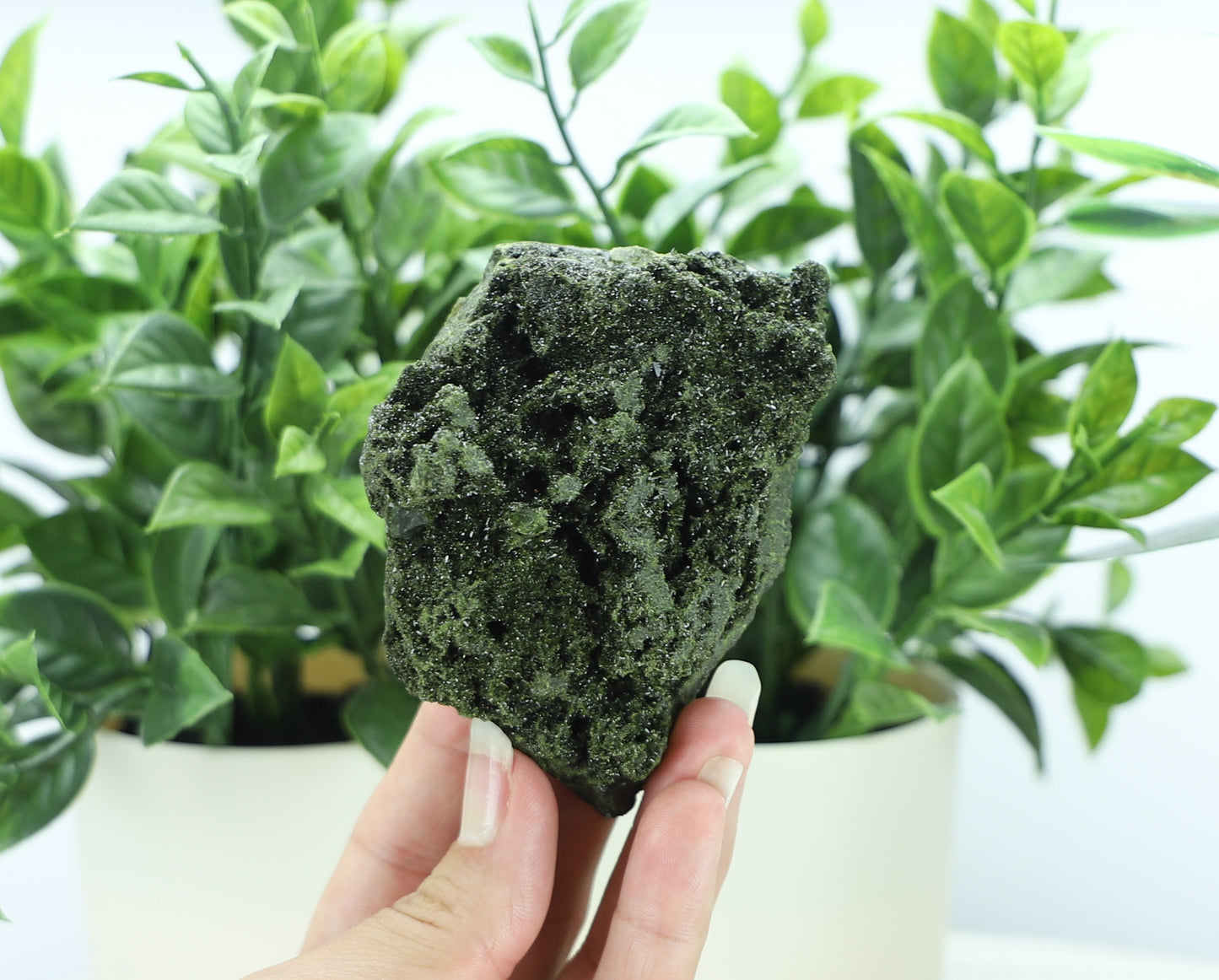Epidote in Quartz – Mossy Crystal Cluster | Fairy Vibes | Nature Sourced