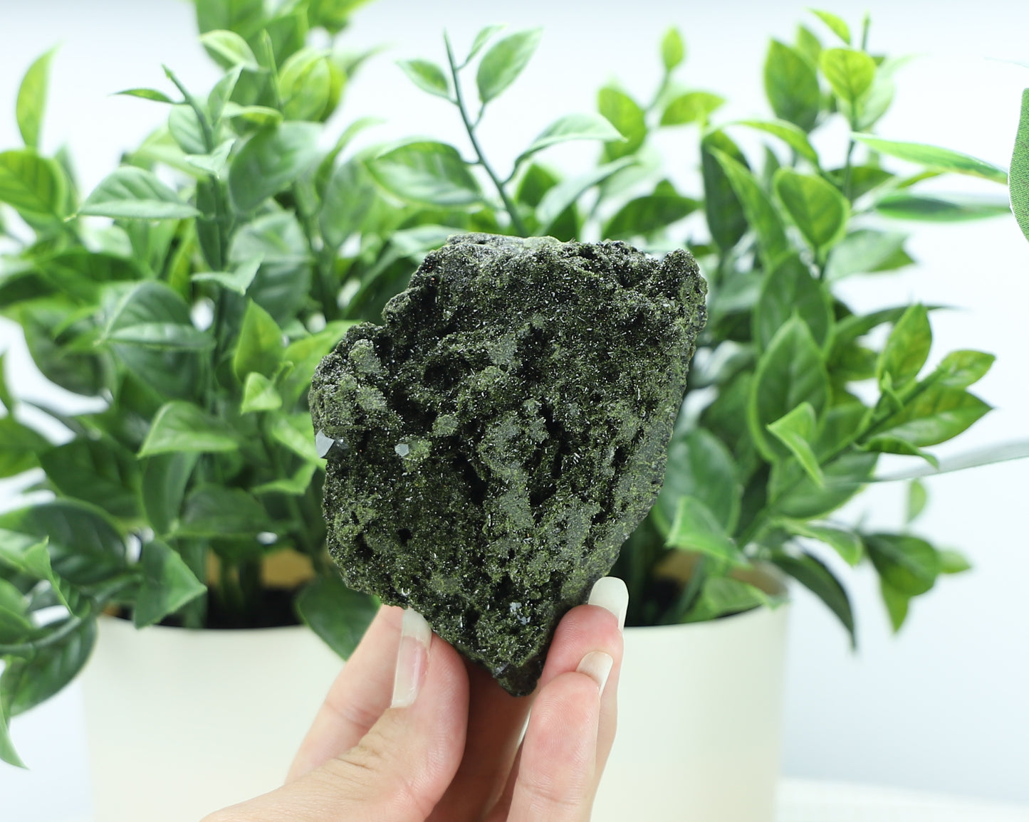Epidote in Quartz – Mossy Crystal Cluster | Fairy Vibes | Nature Sourced
