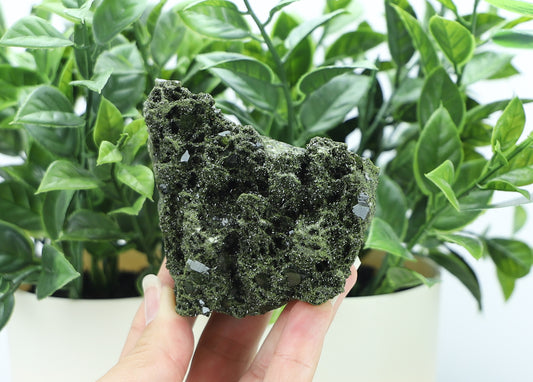 Epidote in Quartz – Mossy Crystal Cluster | Fairy Vibes | Nature Sourced