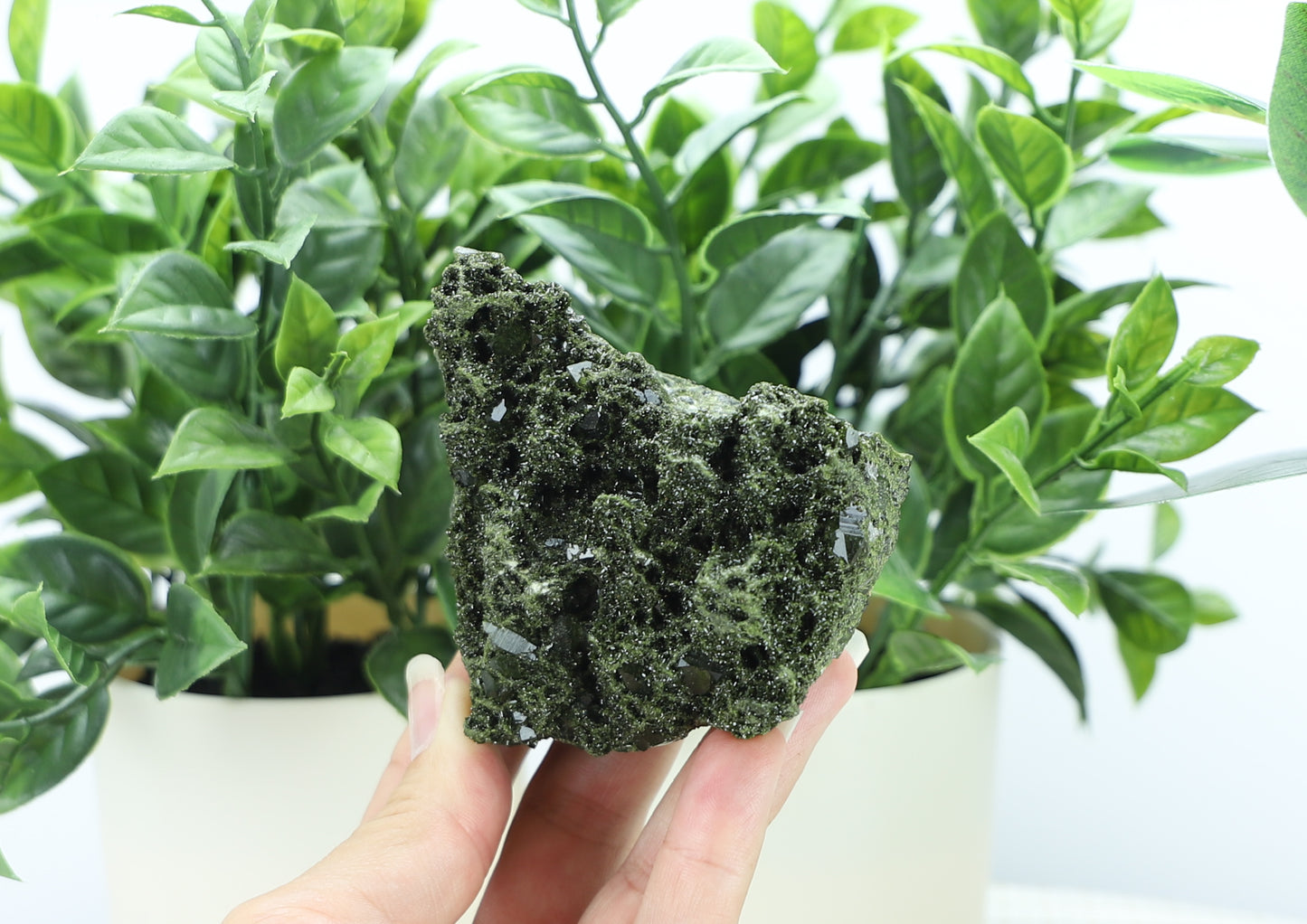 Epidote in Quartz – Mossy Crystal Cluster | Fairy Vibes | Nature Sourced