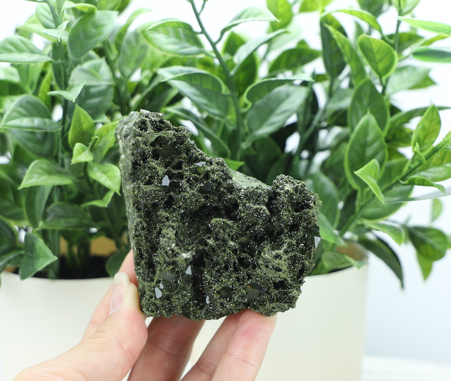 Epidote in Quartz – Mossy Crystal Cluster | Fairy Vibes | Nature Sourced