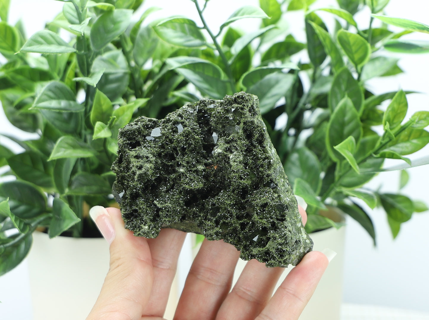 Epidote in Quartz – Mossy Crystal Cluster | Fairy Vibes | Nature Sourced