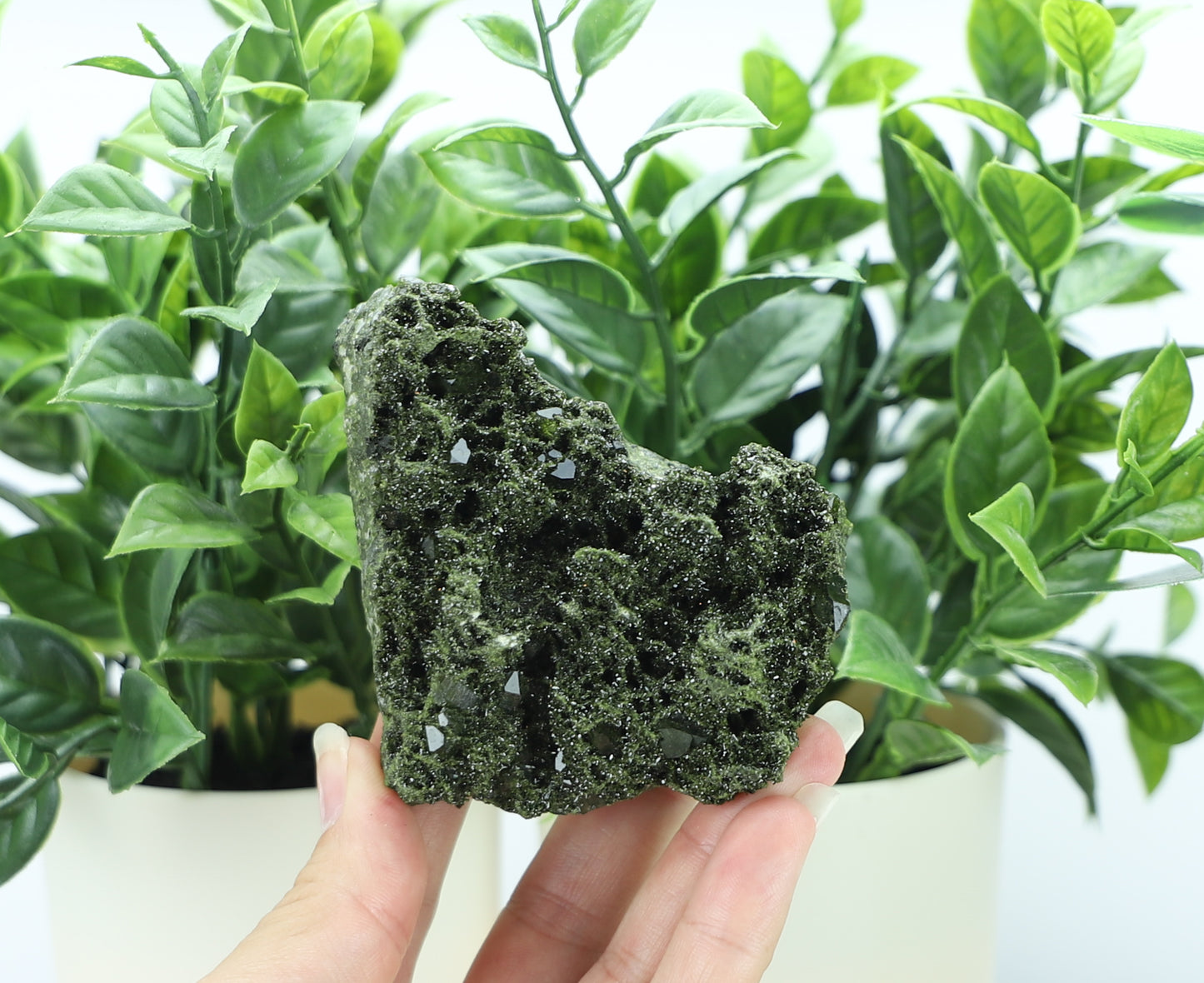 Epidote in Quartz – Mossy Crystal Cluster | Fairy Vibes | Nature Sourced