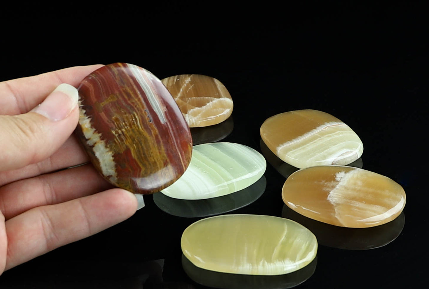 Onyx Flat Stones - Worry Stones