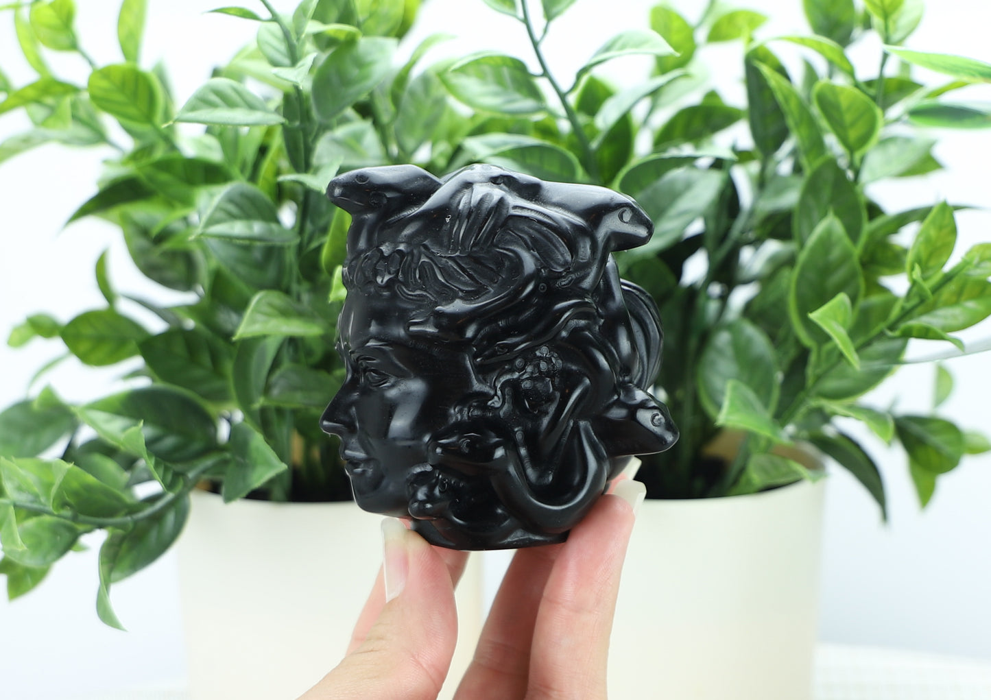 Black Obsidian Medusa Head Carving