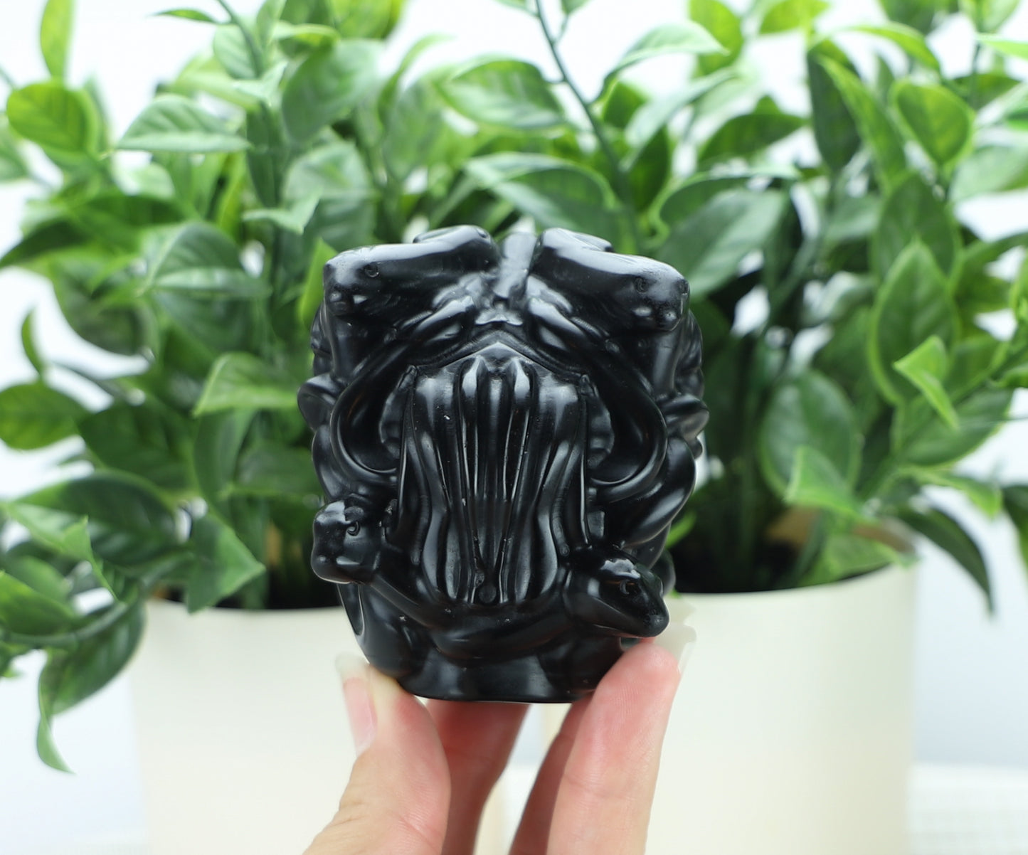 Black Obsidian Medusa Head Carving