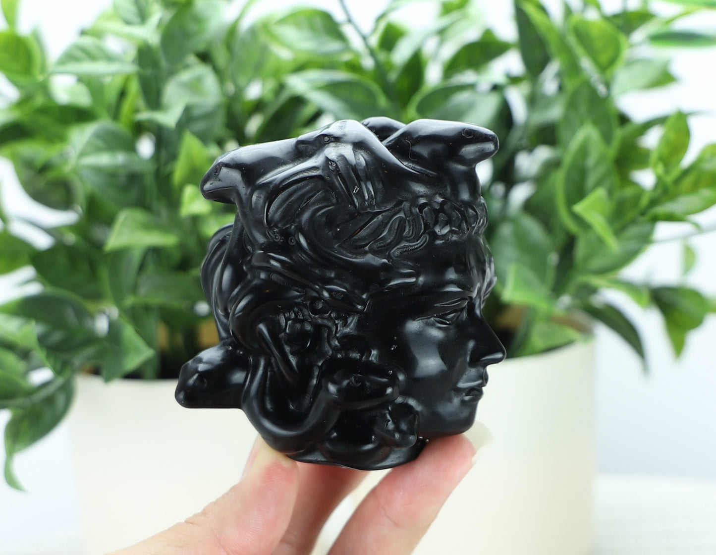 Black Obsidian Medusa Head Carving