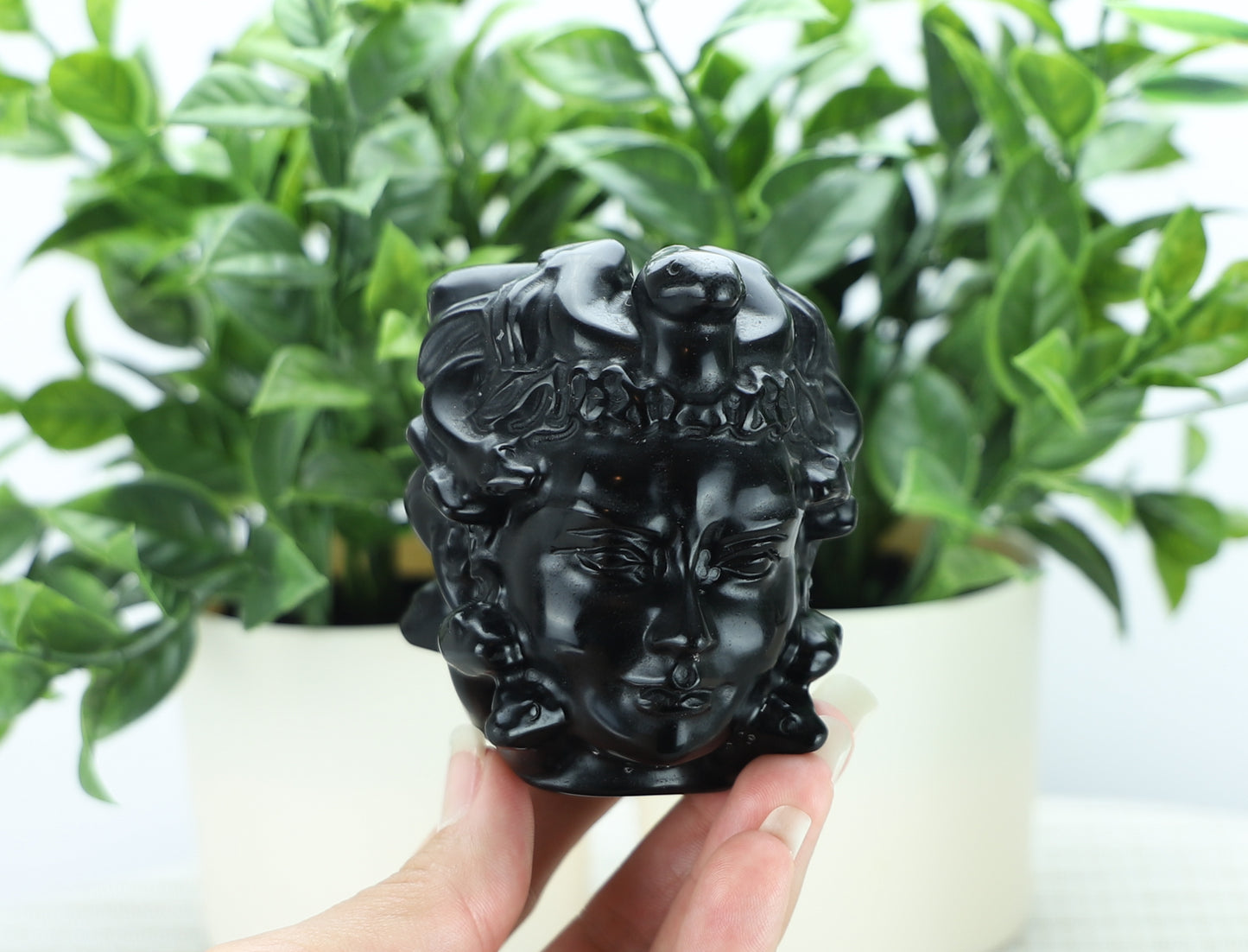 Black Obsidian Medusa Head Carving