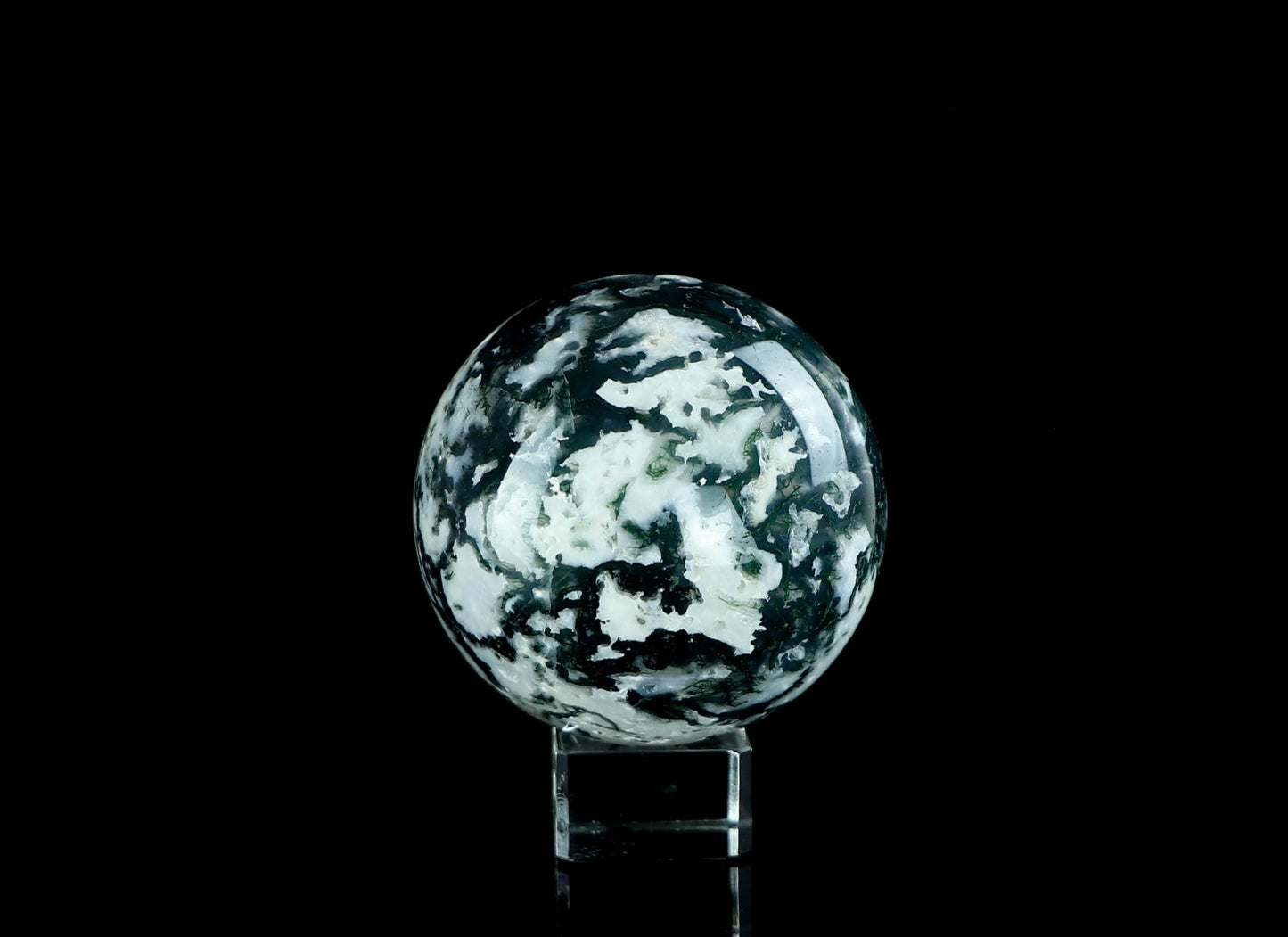 Natural Moss Agate Crystal Sphere - Healing Energy & Spiritual Balance