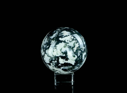 Natural Moss Agate Crystal Sphere - Healing Energy & Spiritual Balance