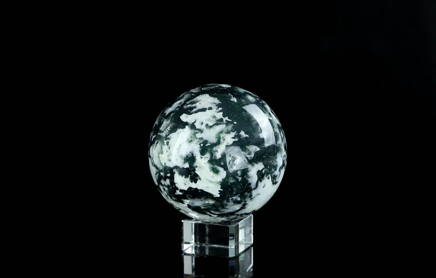 Natural Moss Agate Crystal Sphere - Healing Energy & Spiritual Balance