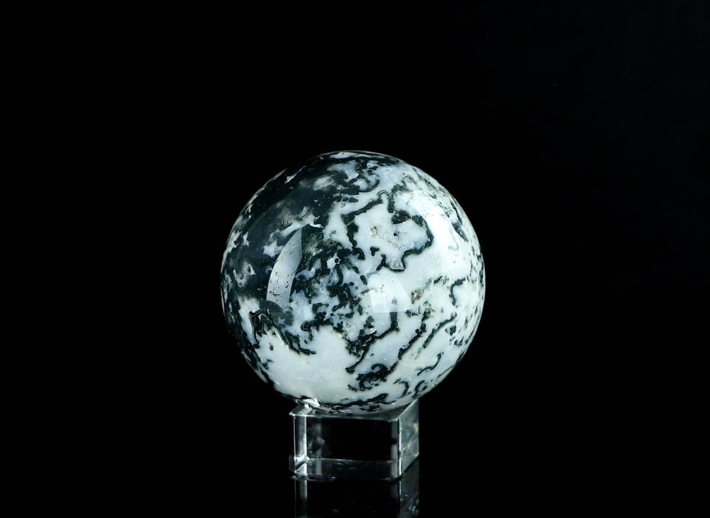 Natural Moss Agate Crystal Sphere - Healing Energy & Spiritual Balance