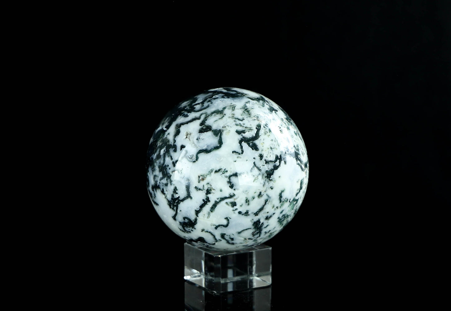 Natural Moss Agate Crystal Sphere - Healing Energy & Spiritual Balance
