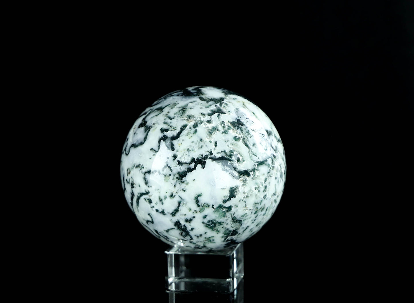 Natural Moss Agate Crystal Sphere - Healing Energy & Spiritual Balance