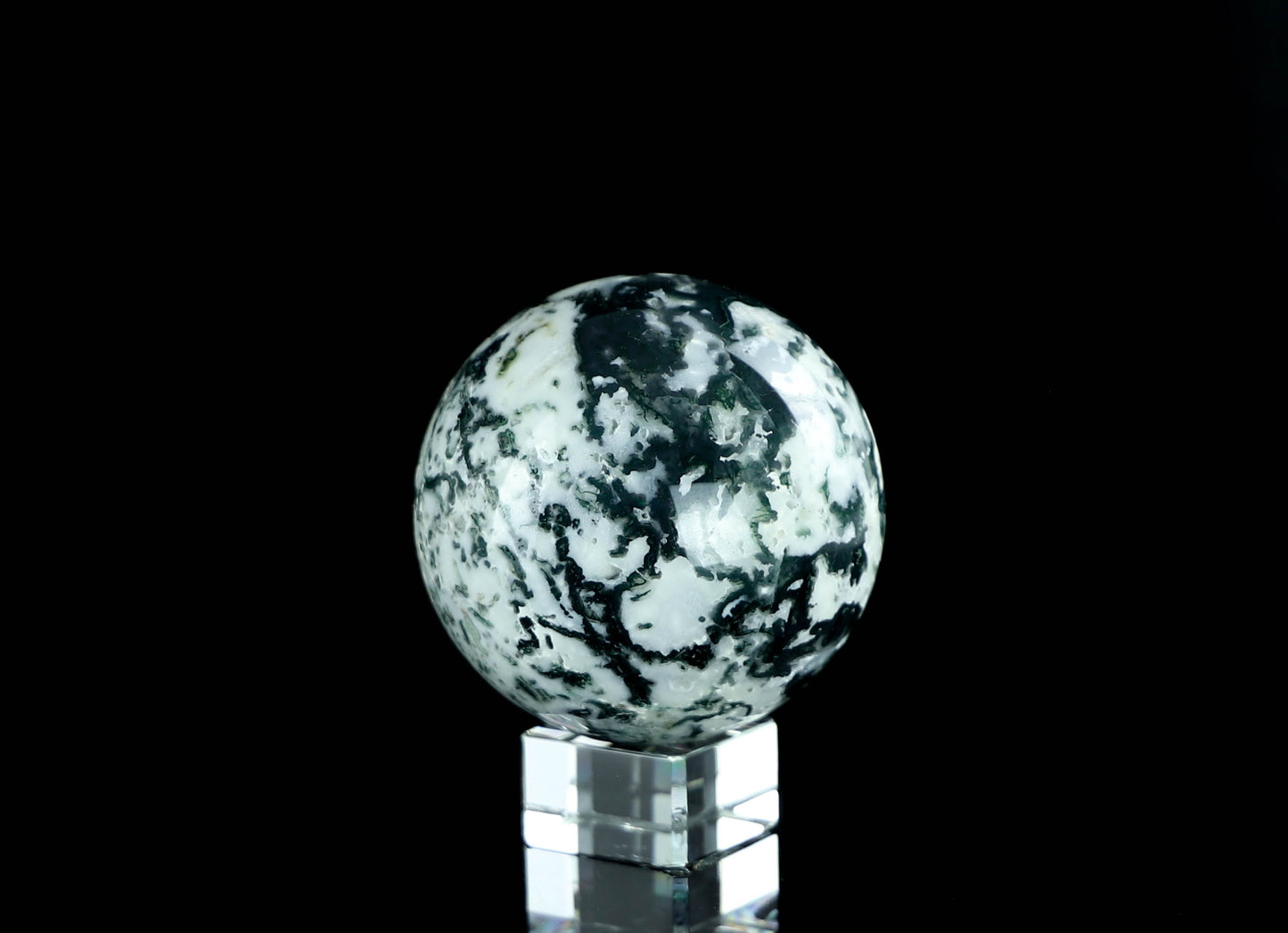 Natural Moss Agate Crystal Sphere - Healing Energy & Spiritual Balance
