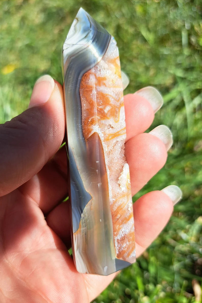 Stunning Agate Druzy Tower - Harmony, Positive Vibes, Inner Balance