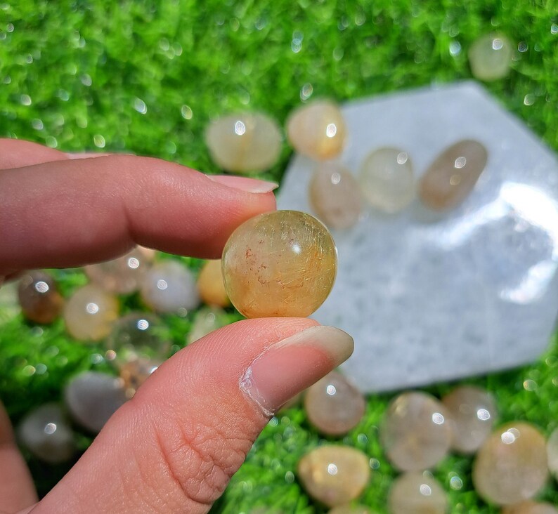 Golden Rutile Quartz Tumble - Metaphysical Crystal for Manifestation and Clarity