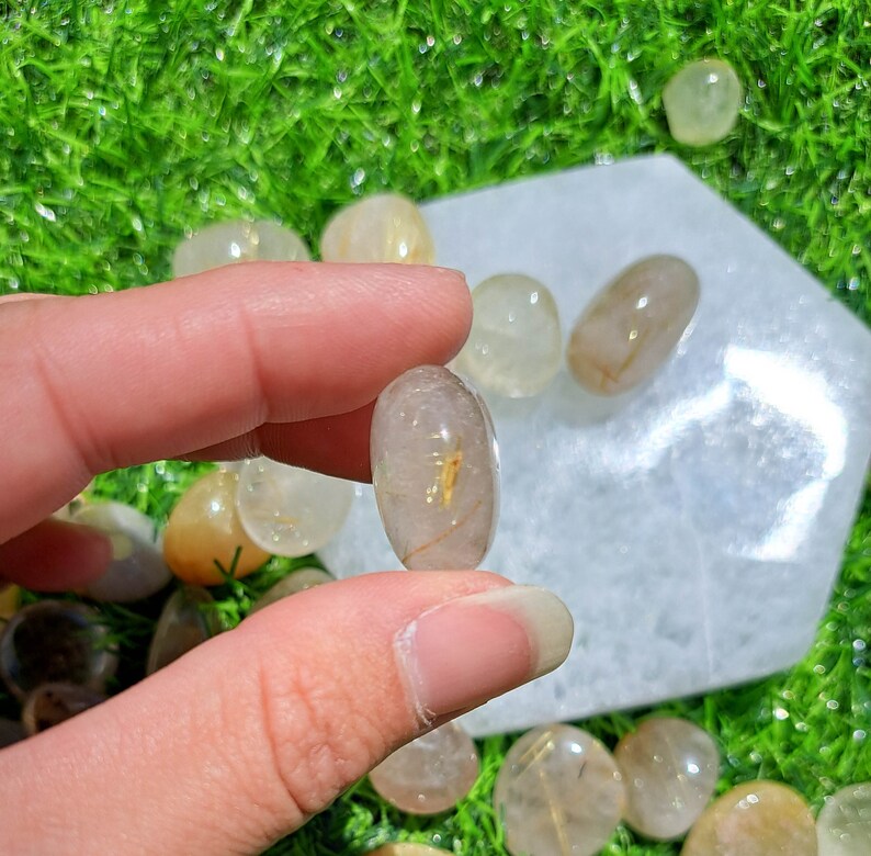 Golden Rutile Quartz Tumble - Metaphysical Crystal for Manifestation and Clarity
