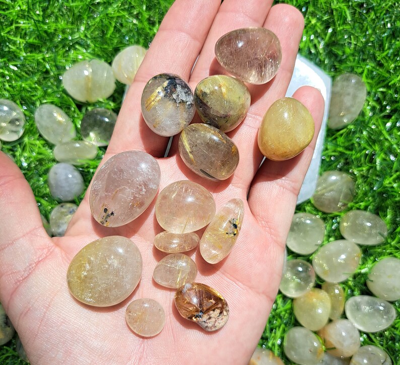 Golden Rutile Quartz Tumble - Metaphysical Crystal for Manifestation and Clarity