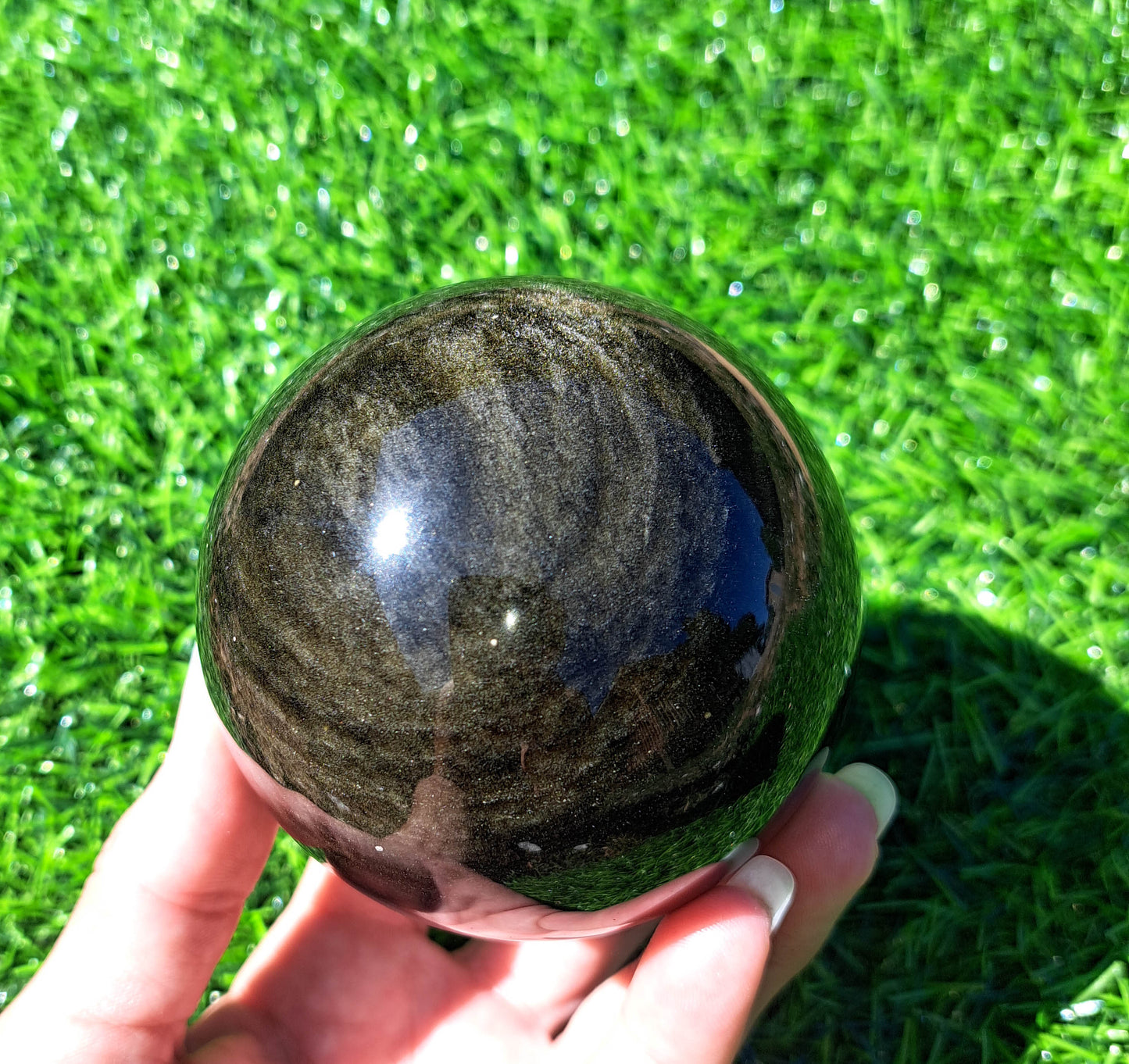 Golden Sheen Obsidian Sphere
