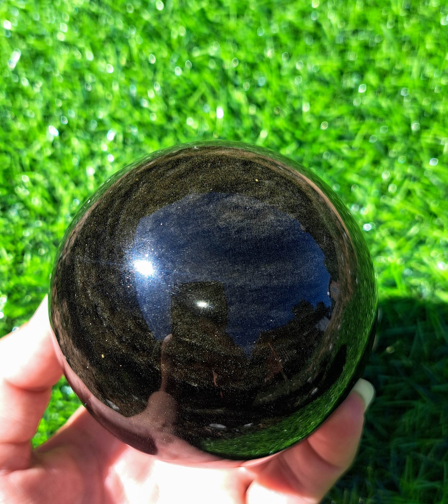 Golden Sheen Obsidian Sphere