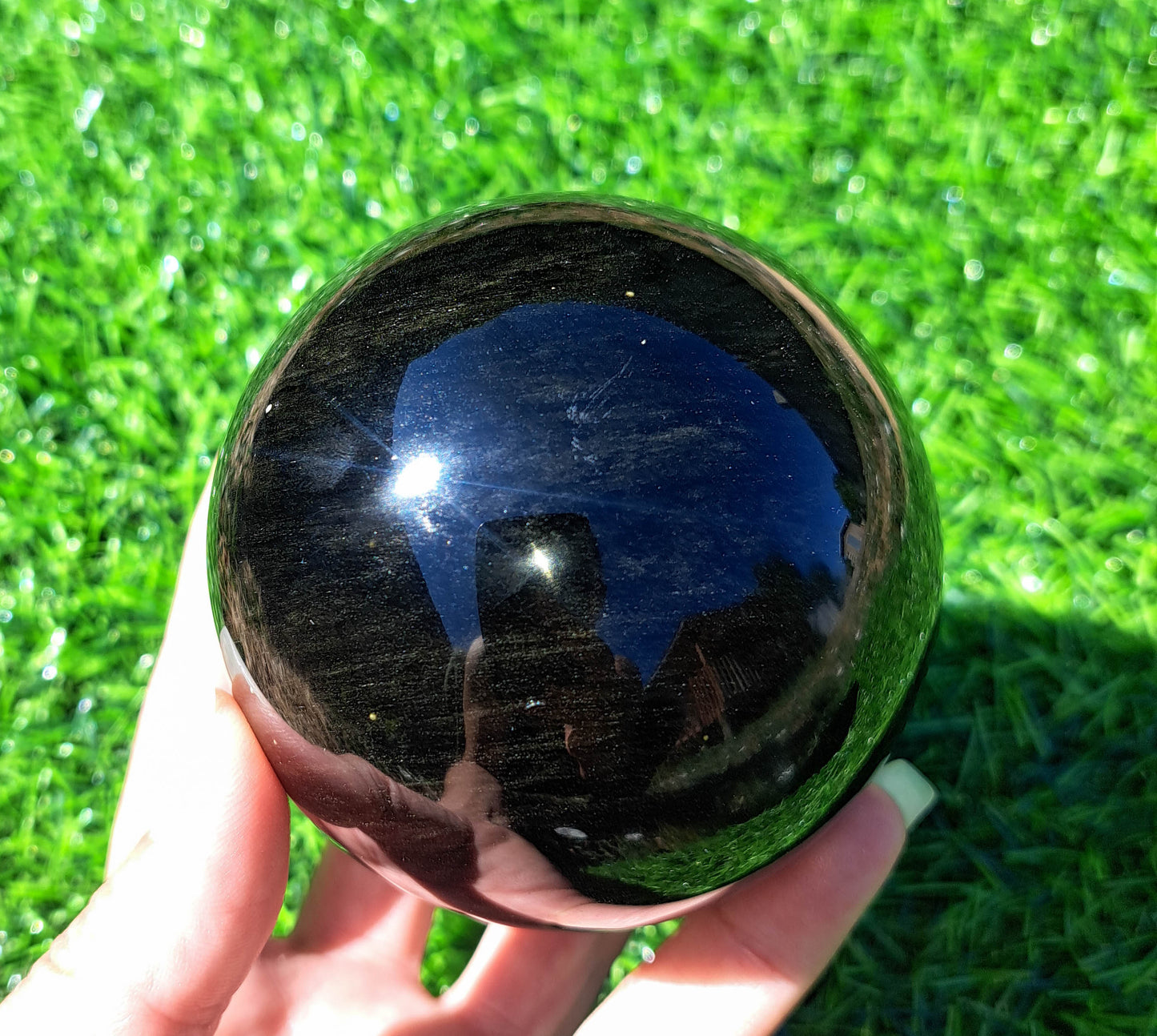 Golden Sheen Obsidian Sphere