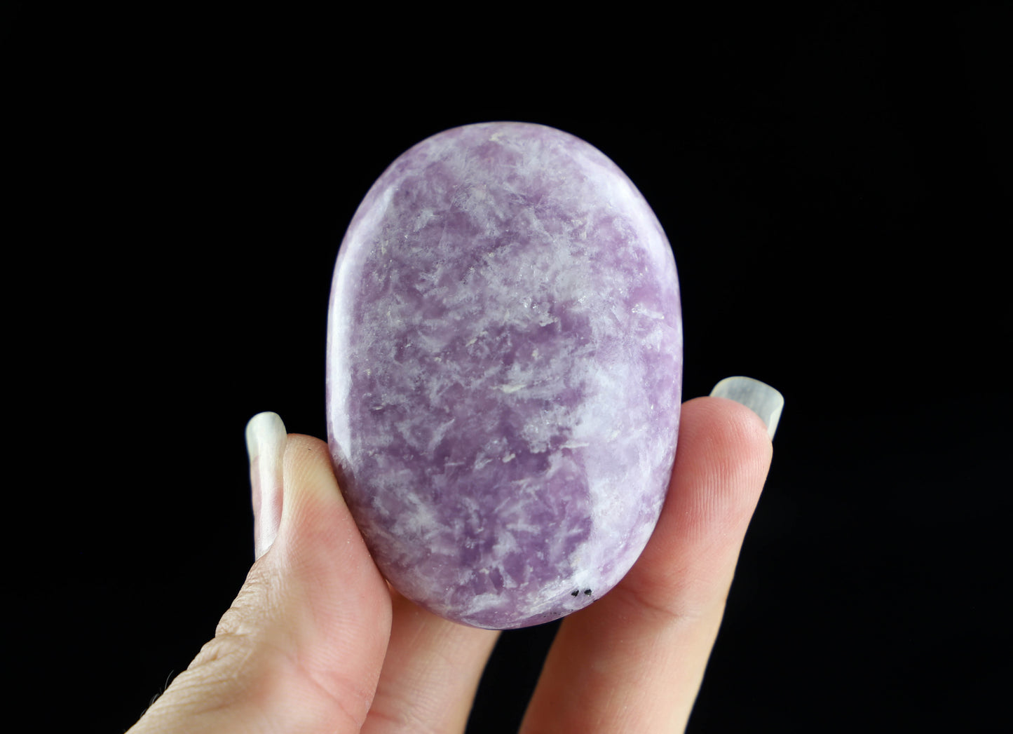 Natural Lepidolite Palm Stone - Stress Relief and Calming Crystal
