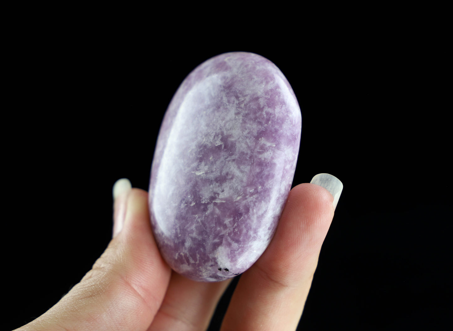 Natural Lepidolite Palm Stone - Stress Relief and Calming Crystal