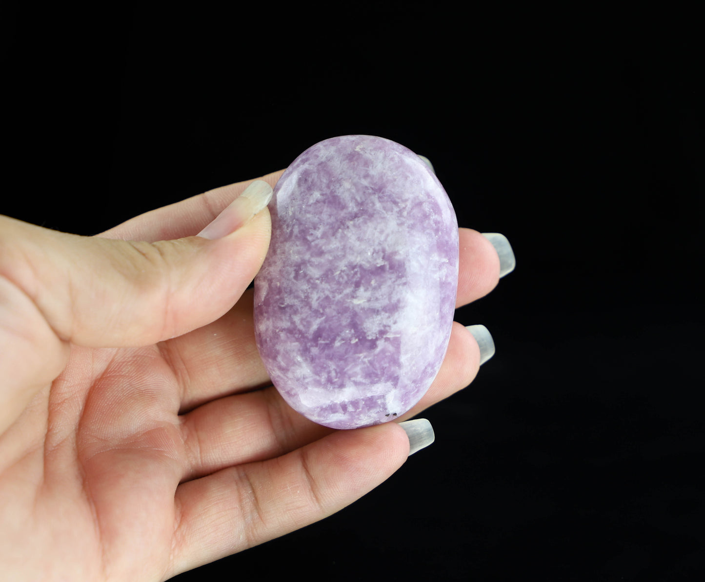 Natural Lepidolite Palm Stone - Stress Relief and Calming Crystal