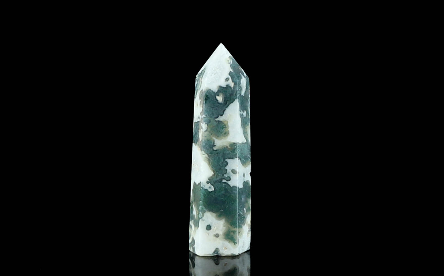Natural Moss Agate Tower - Grounding and Healing Crystal