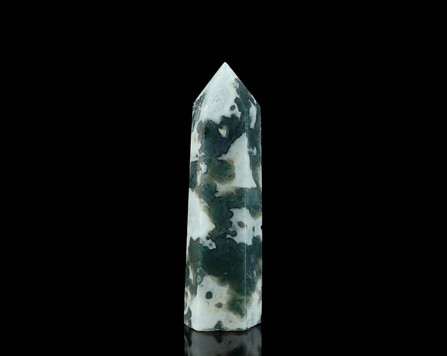 Natural Moss Agate Tower - Grounding and Healing Crystal