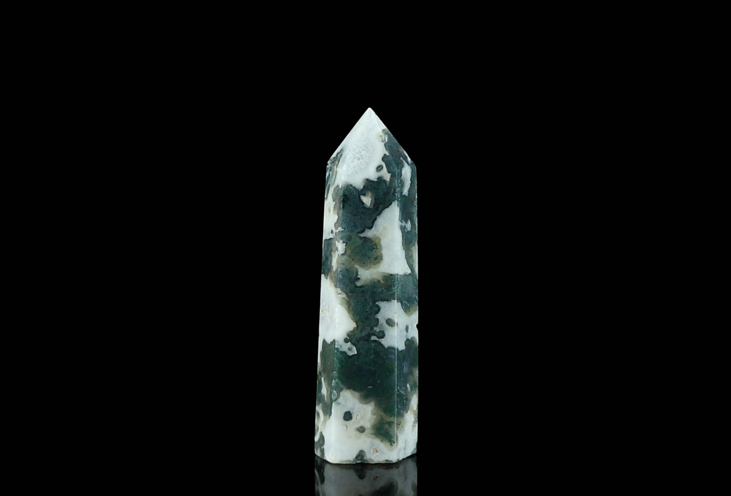 Natural Moss Agate Tower - Grounding and Healing Crystal