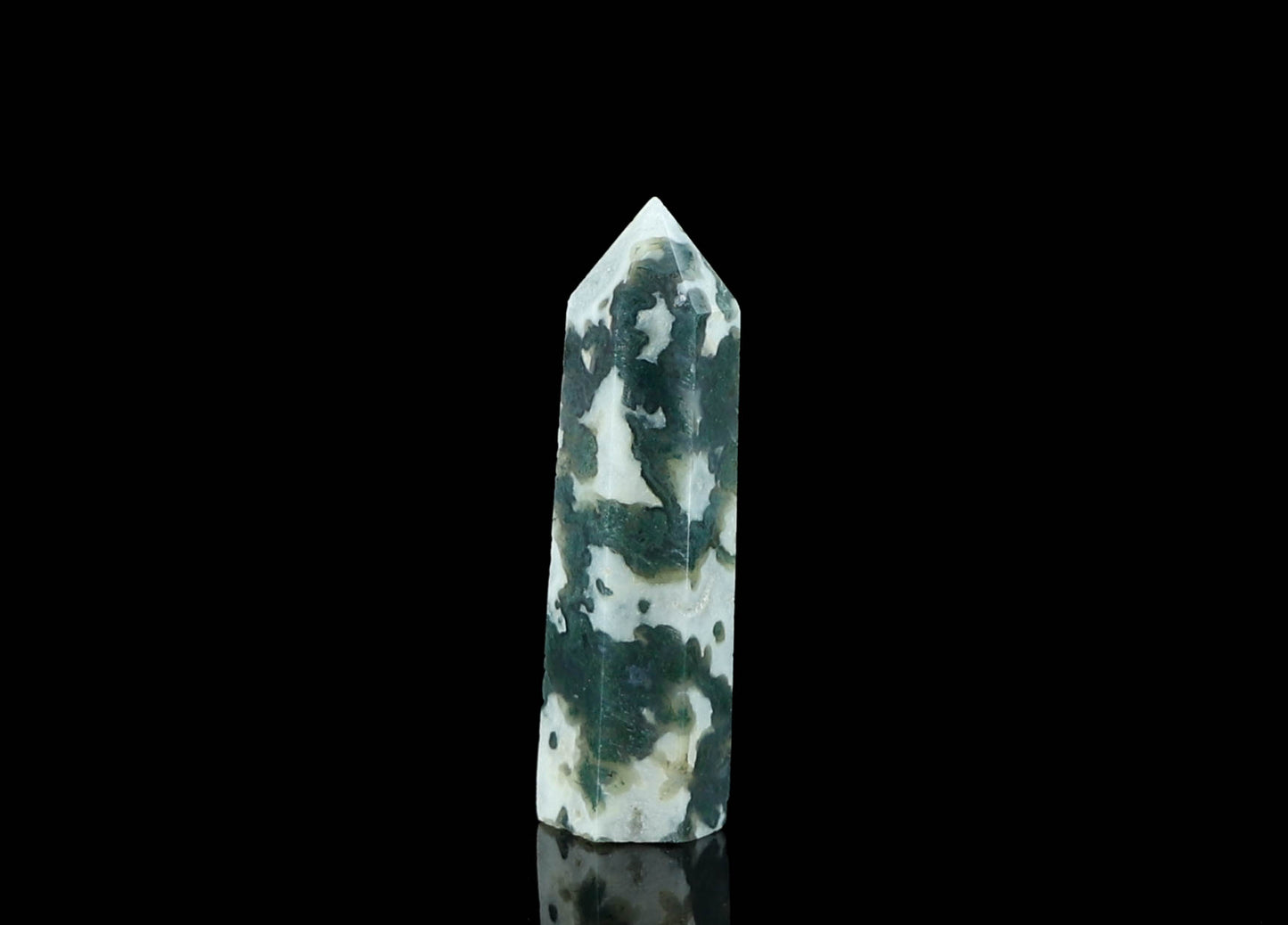 Natural Moss Agate Tower - Grounding and Healing Crystal