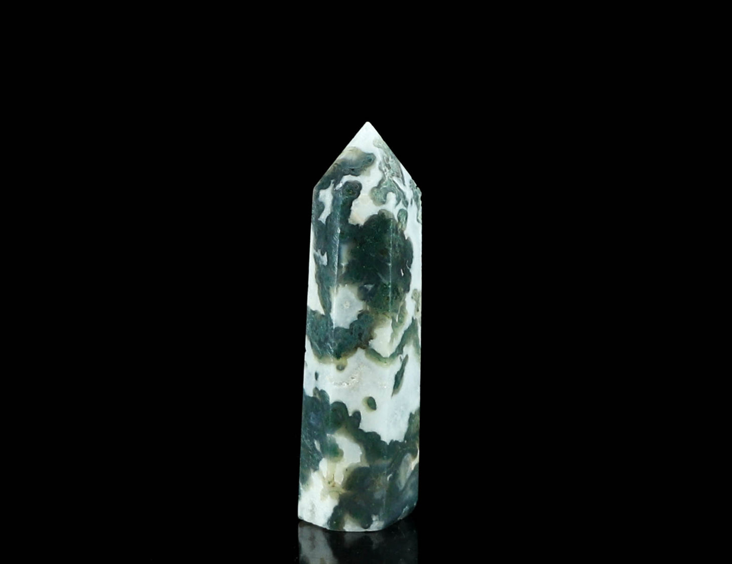 Natural Moss Agate Tower - Grounding and Healing Crystal