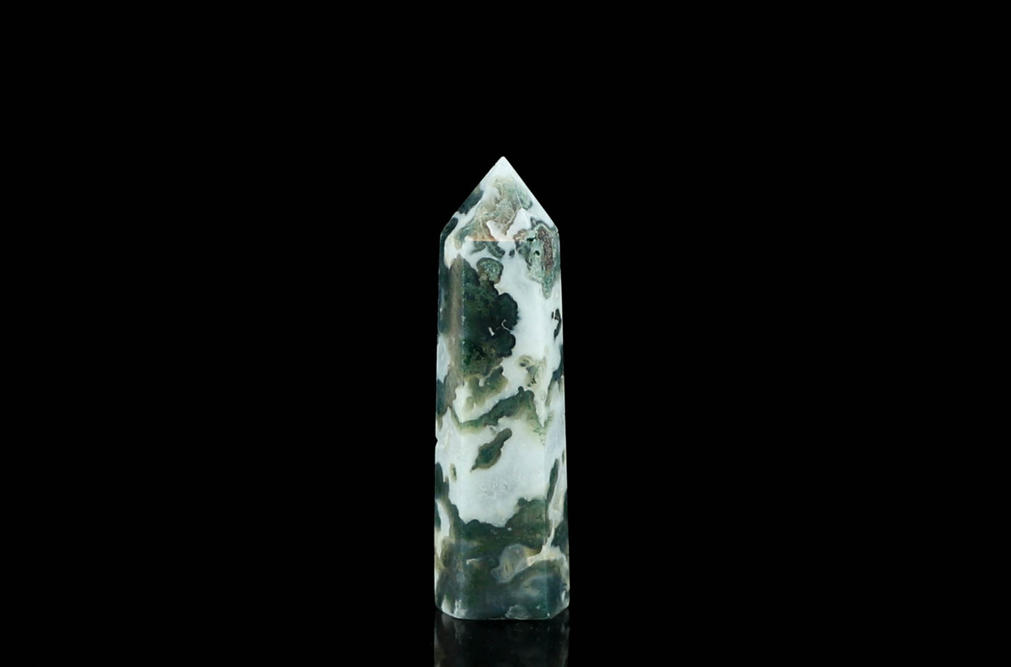 Natural Moss Agate Tower - Grounding and Healing Crystal
